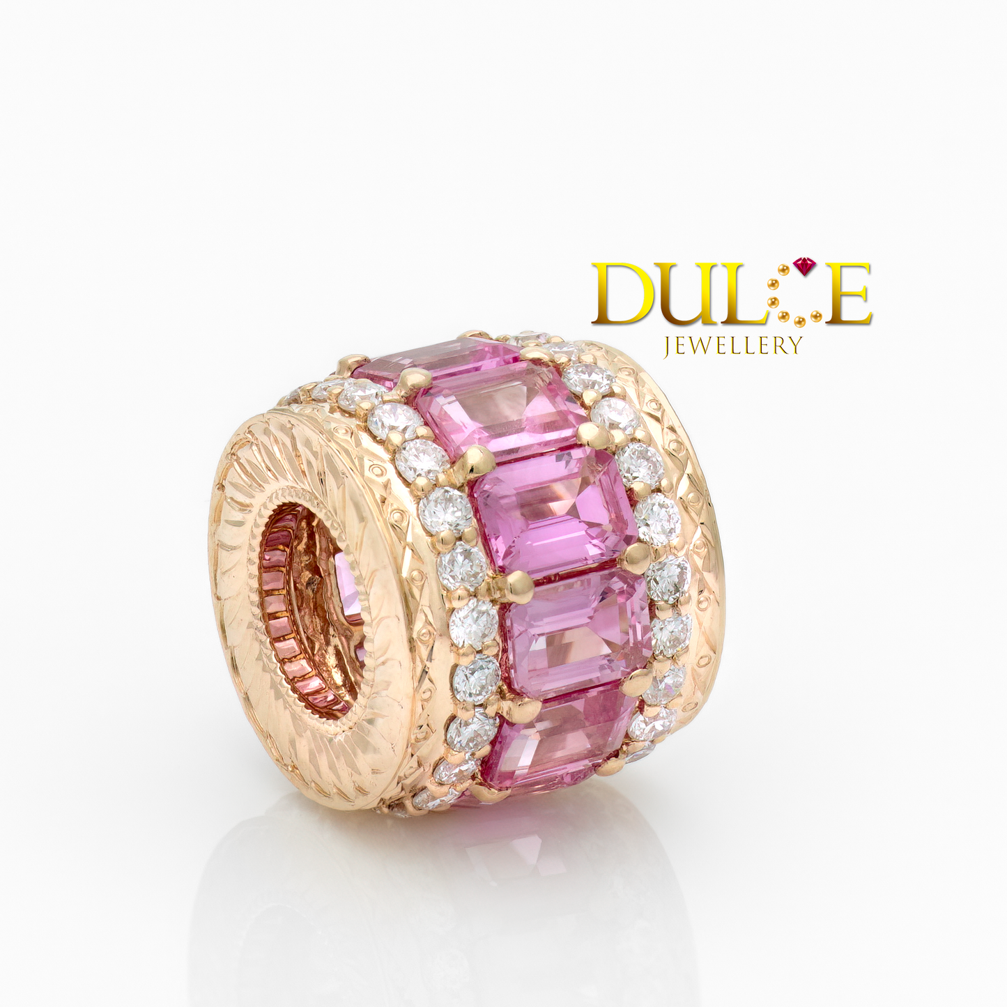 14K 粉紅藍寶石和培育鑽石環圓（價格另議）