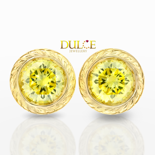 14K 艷彩黃鑽耳環