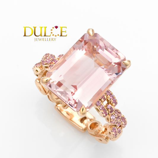 14K Morganite & Pink Sapphire Ring