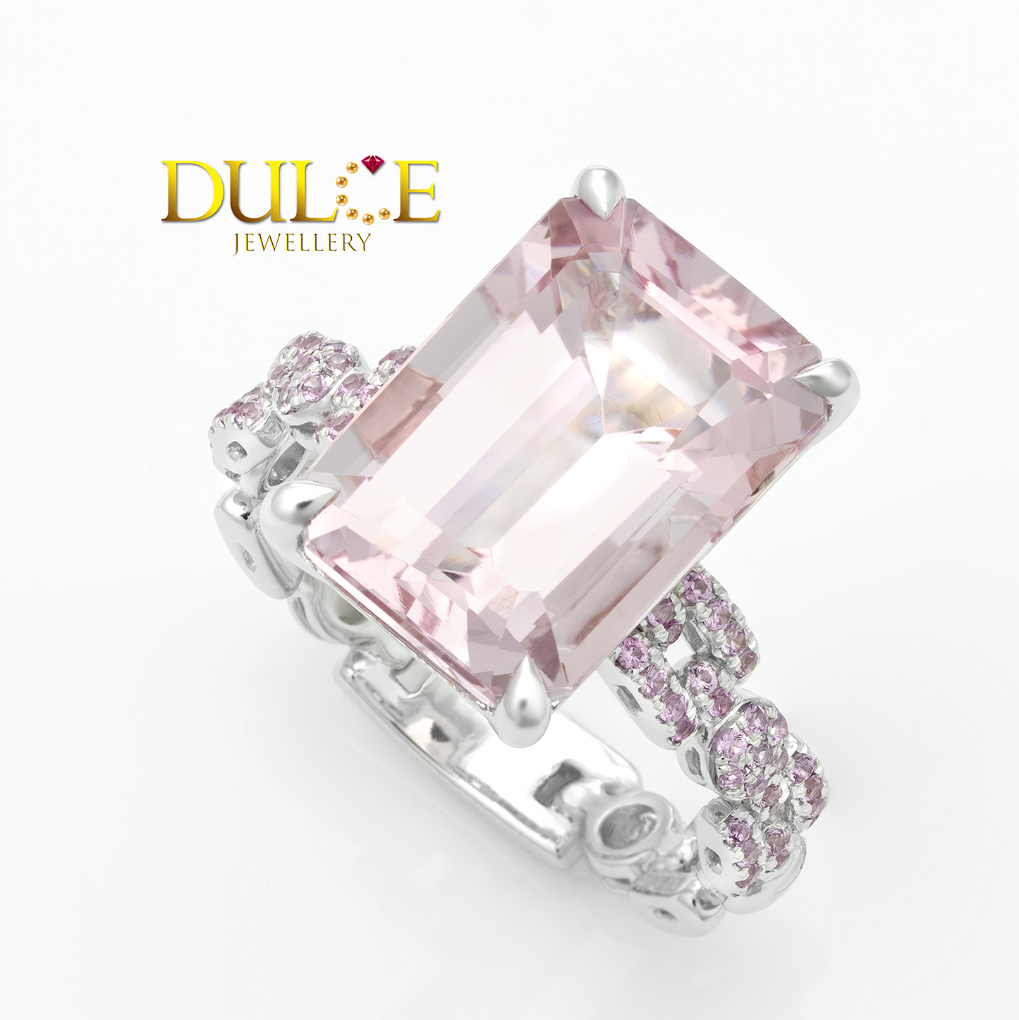 Pink Morganite setting with pink sapphire ring