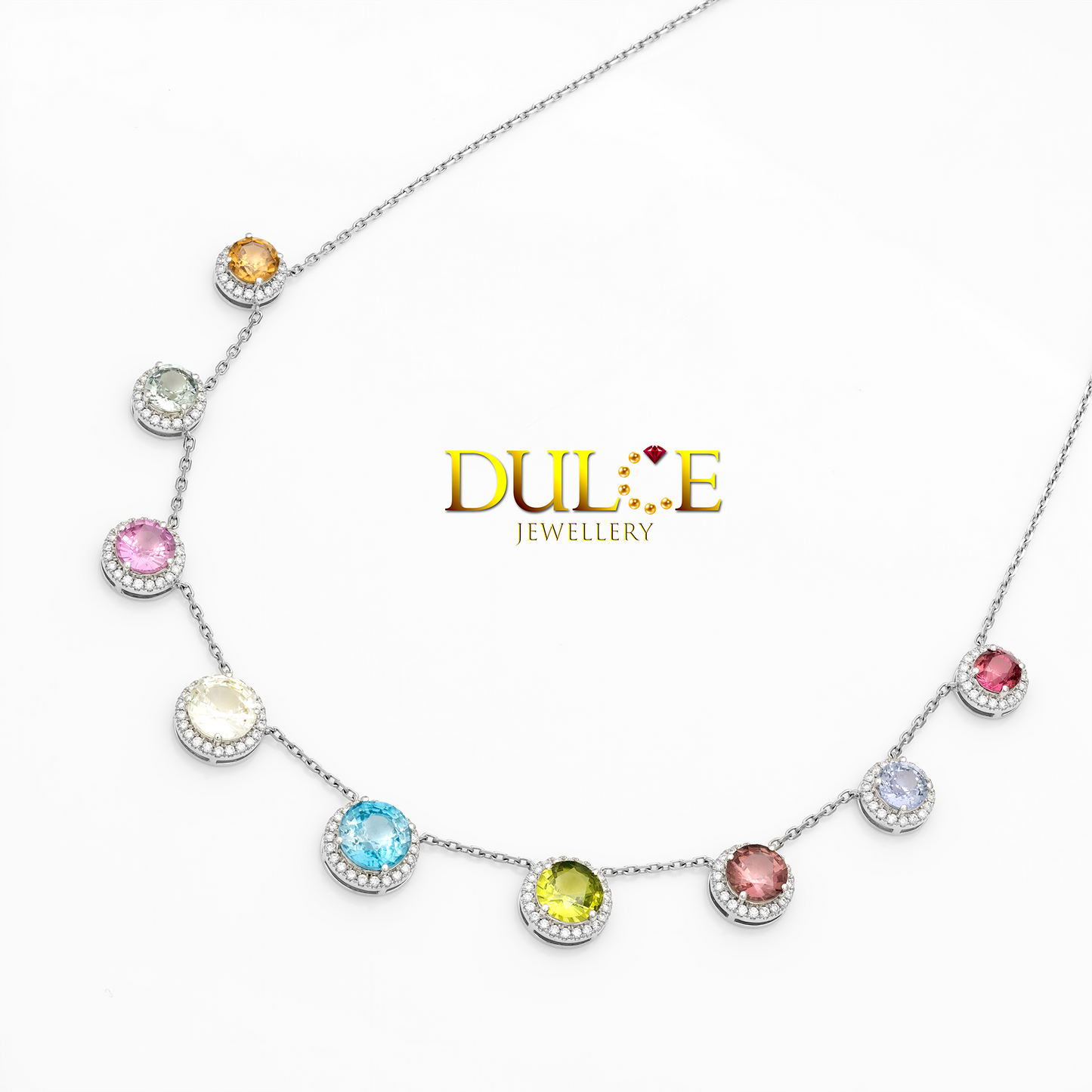 Sapphire, blue zircon diamond necklace