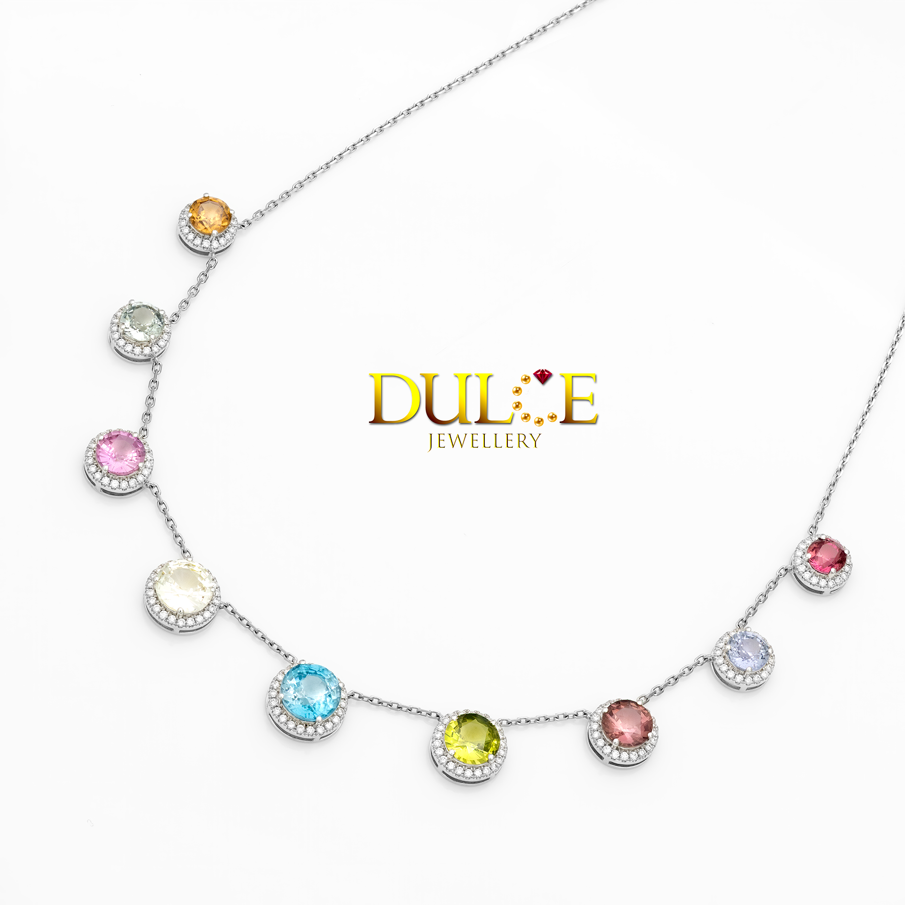 Sapphire, blue zircon diamond necklace