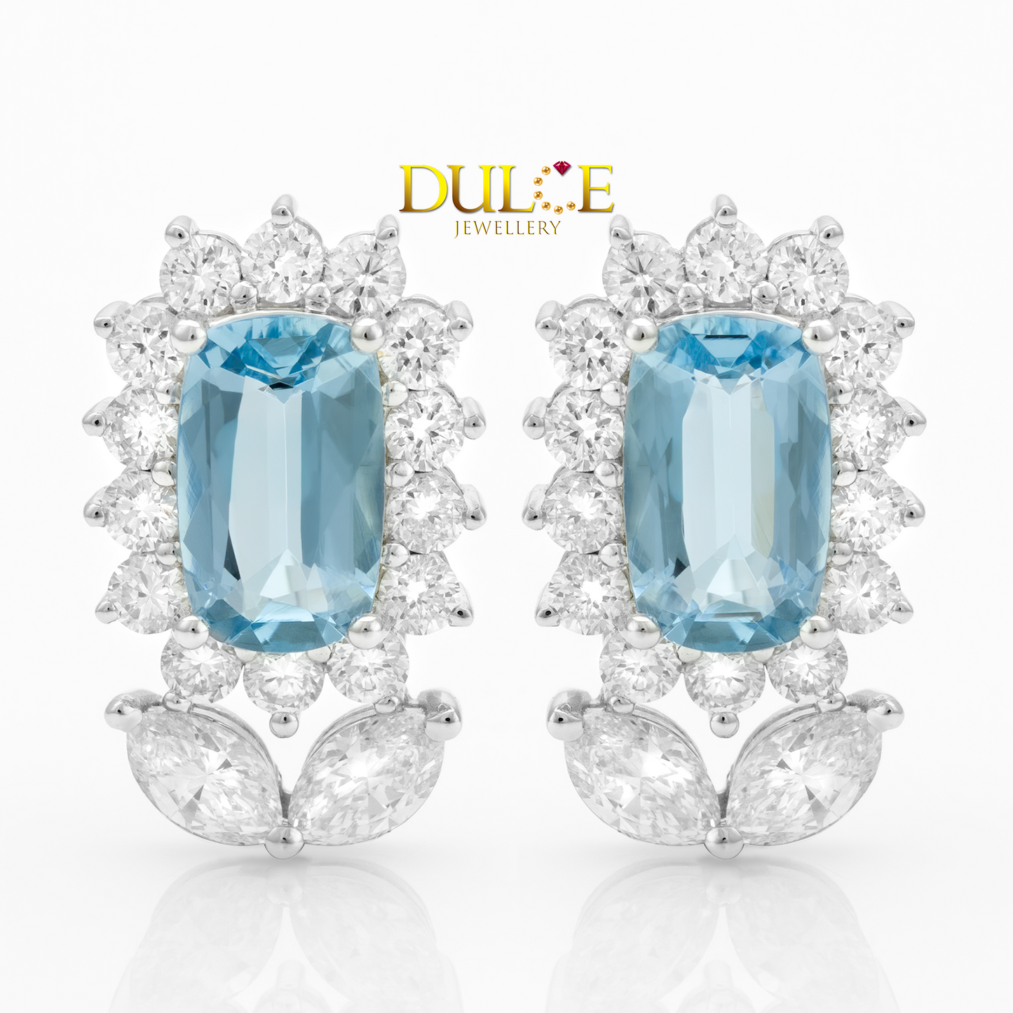 14K海藍寶石耳環