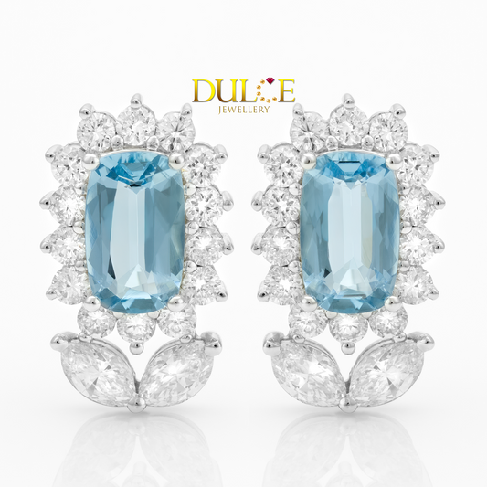 14K海藍寶石耳環