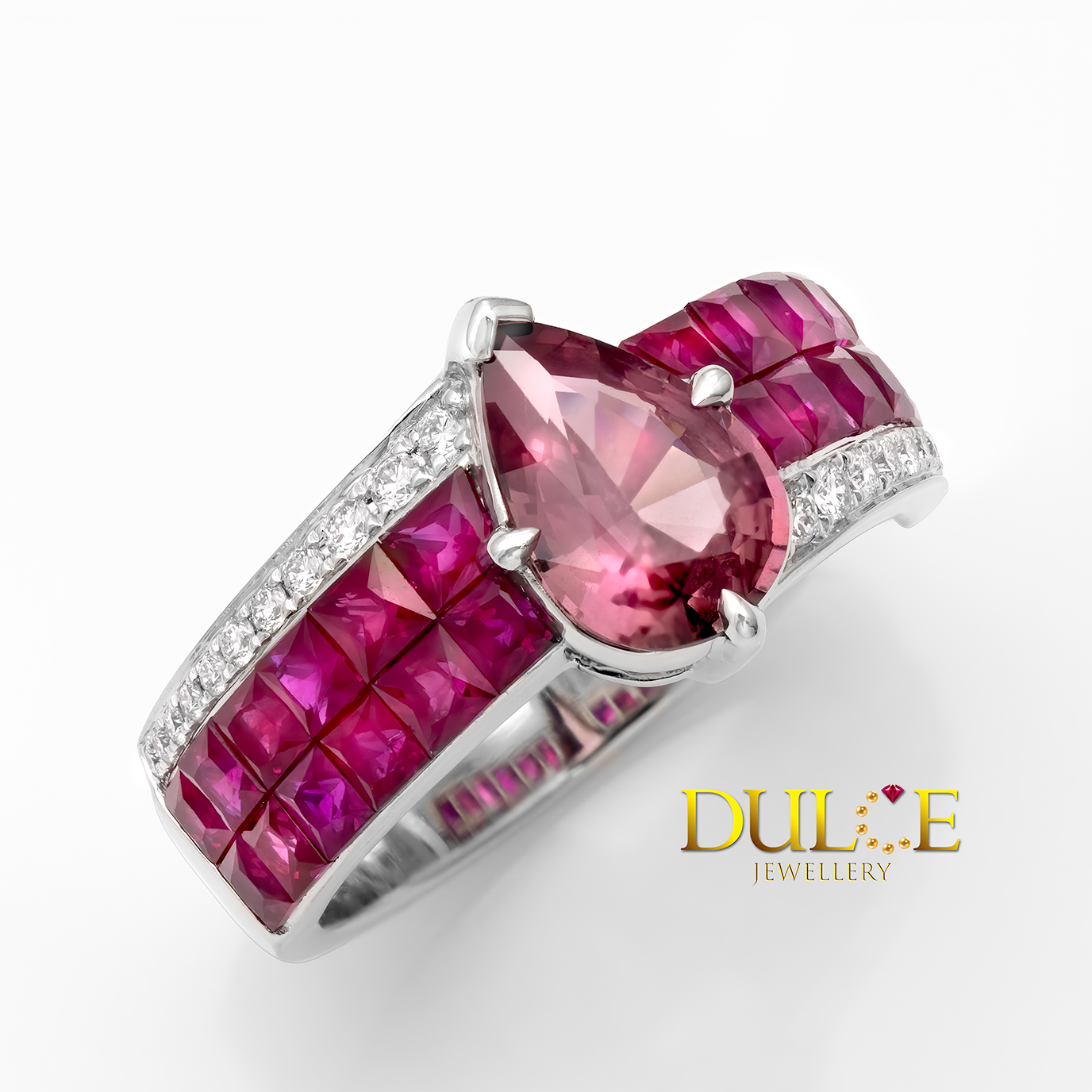 14K Pink Sapphire & Ruby Diamond Ring