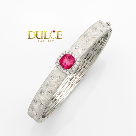 14K粉紅馬亨格尖晶石鑽石手鐲