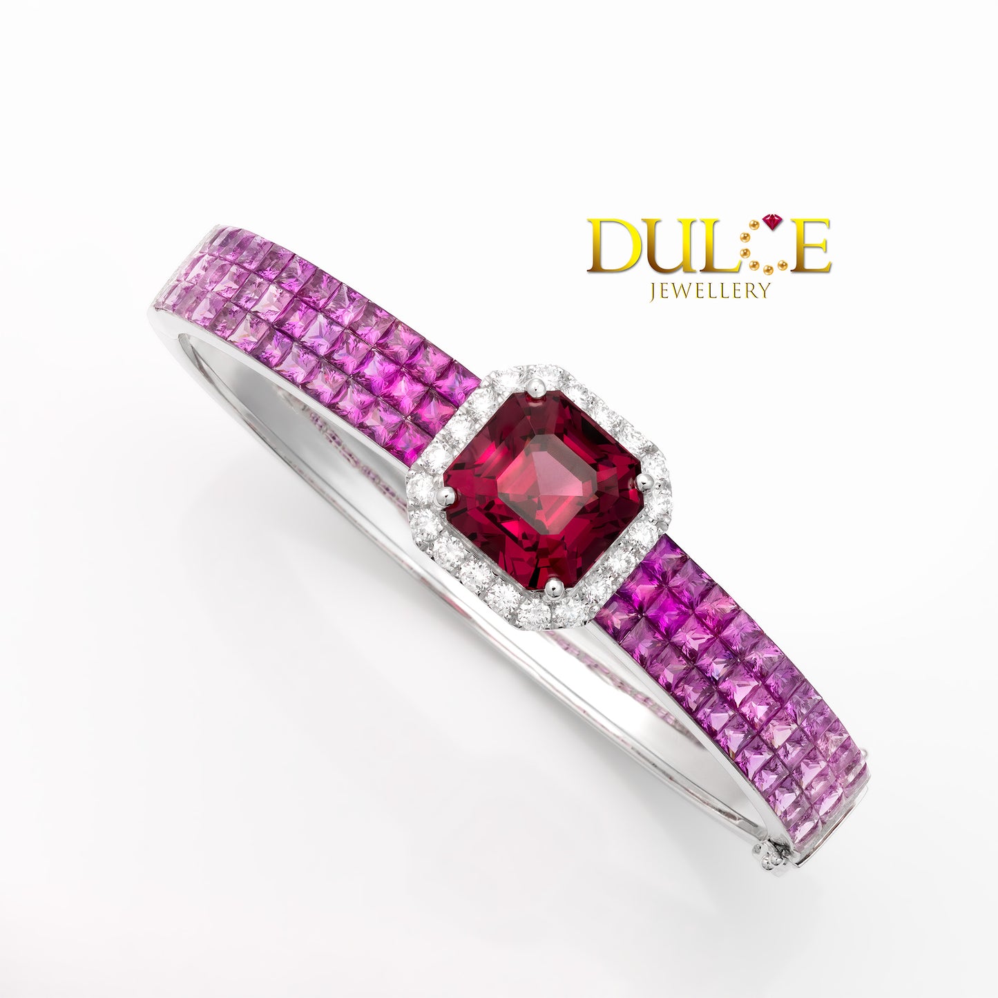 14K金鎂鋁榴石與粉紅藍寶石手鐲