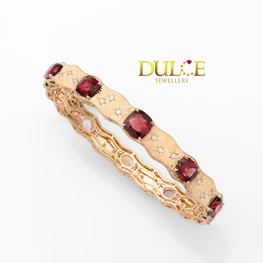 14K紅尖晶石和藍寶石手鐲