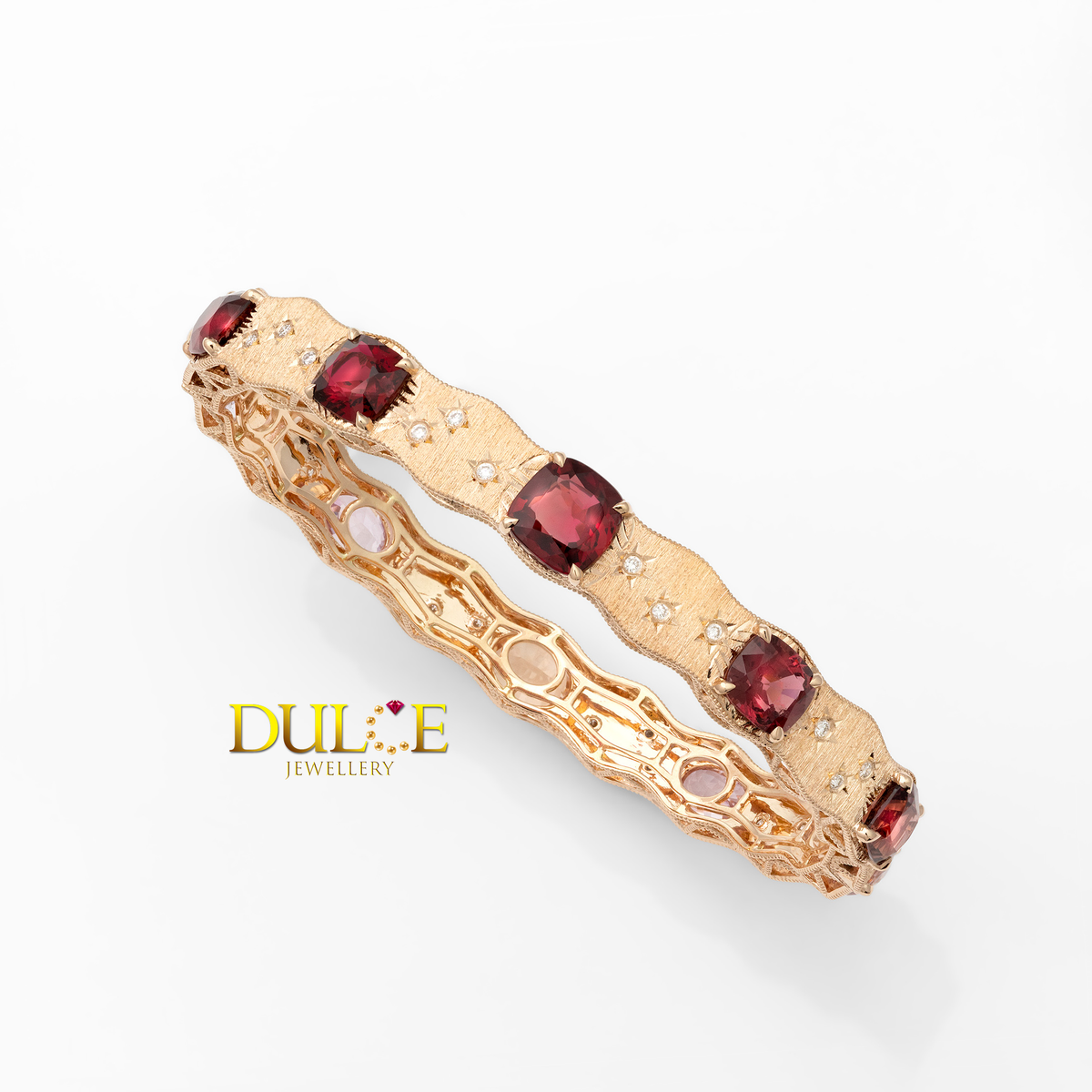 14K Red Spinel & Sapphire Bangle