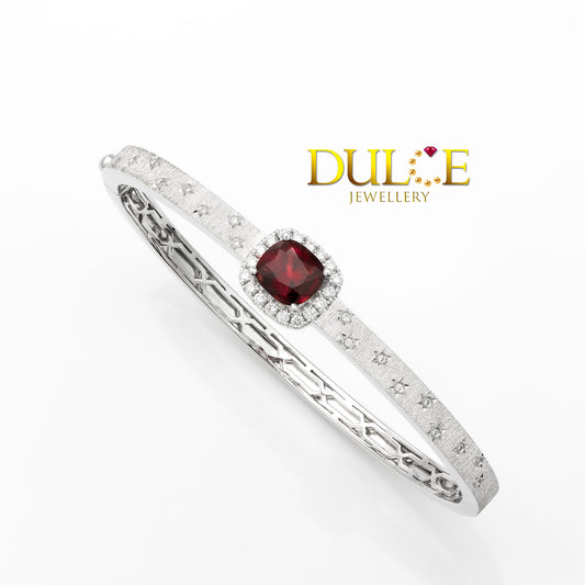 14K紅尖晶石鑽石手鐲