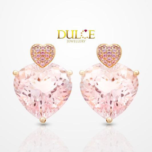 14K Morganite Pink Sapphire Earrings
