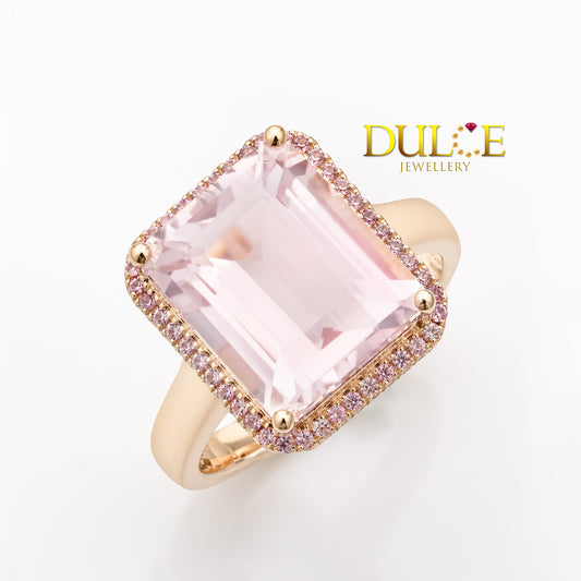 14K Gold Morganite & Pink Sapphire Ring