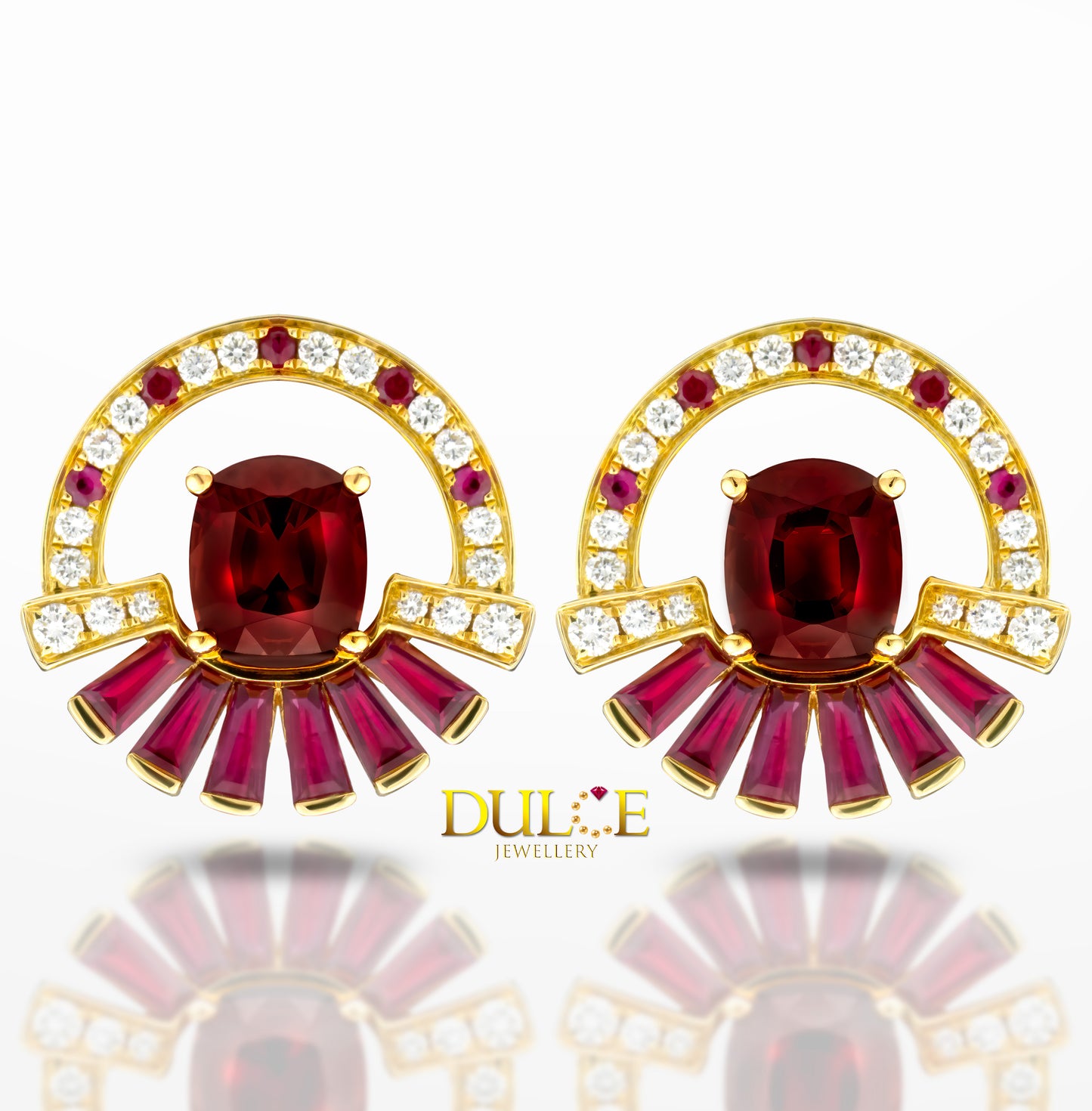 14K Gold Red Spinel Ruby Earrings