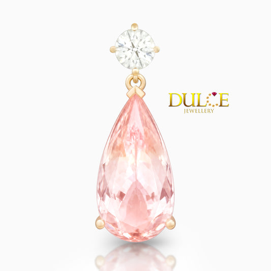14K Morganite Diamond Pendant