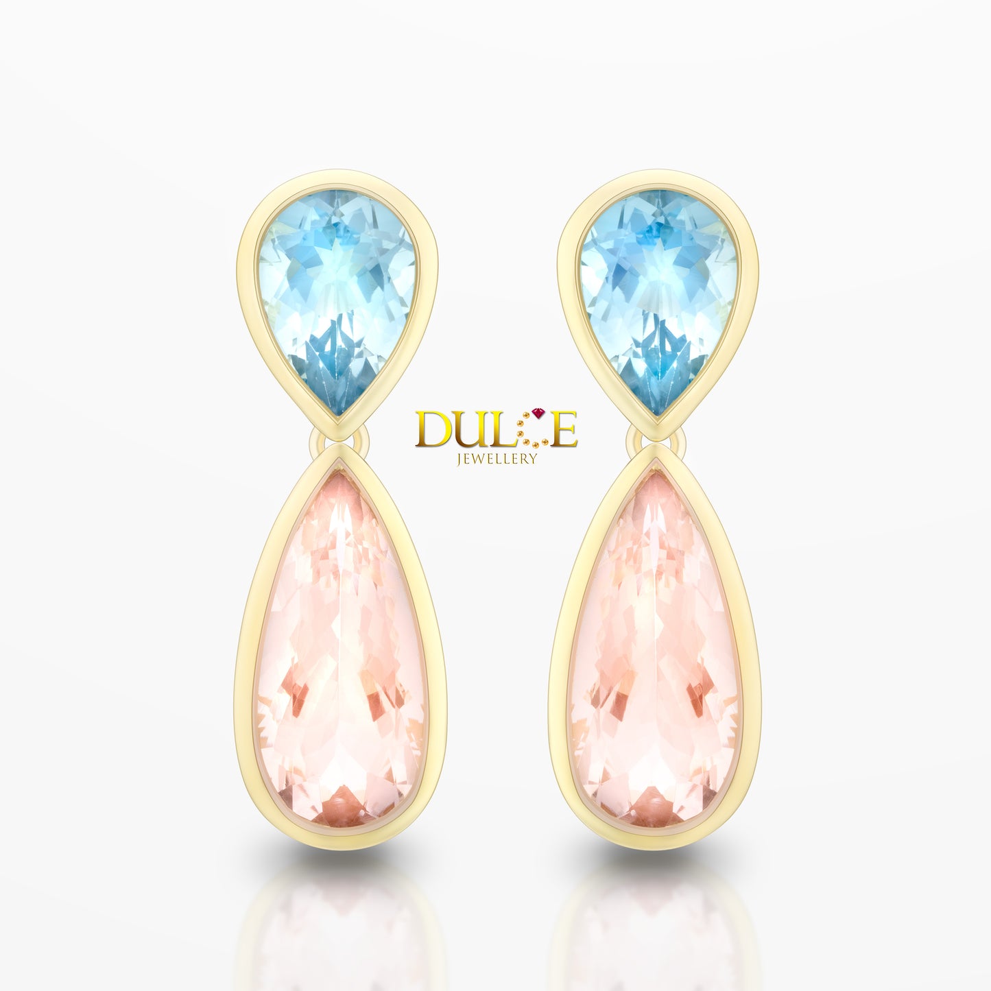 9K Morganite & Aquamarine Earrings