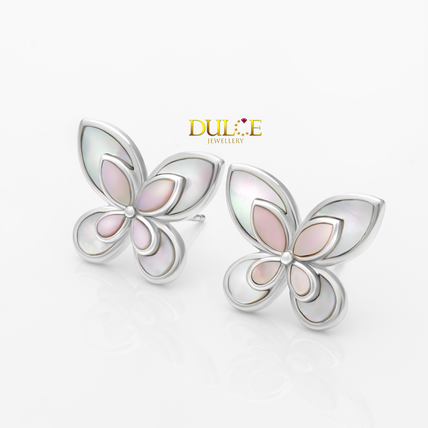 Pink MOP Silver Earrings(14K Gold Post)