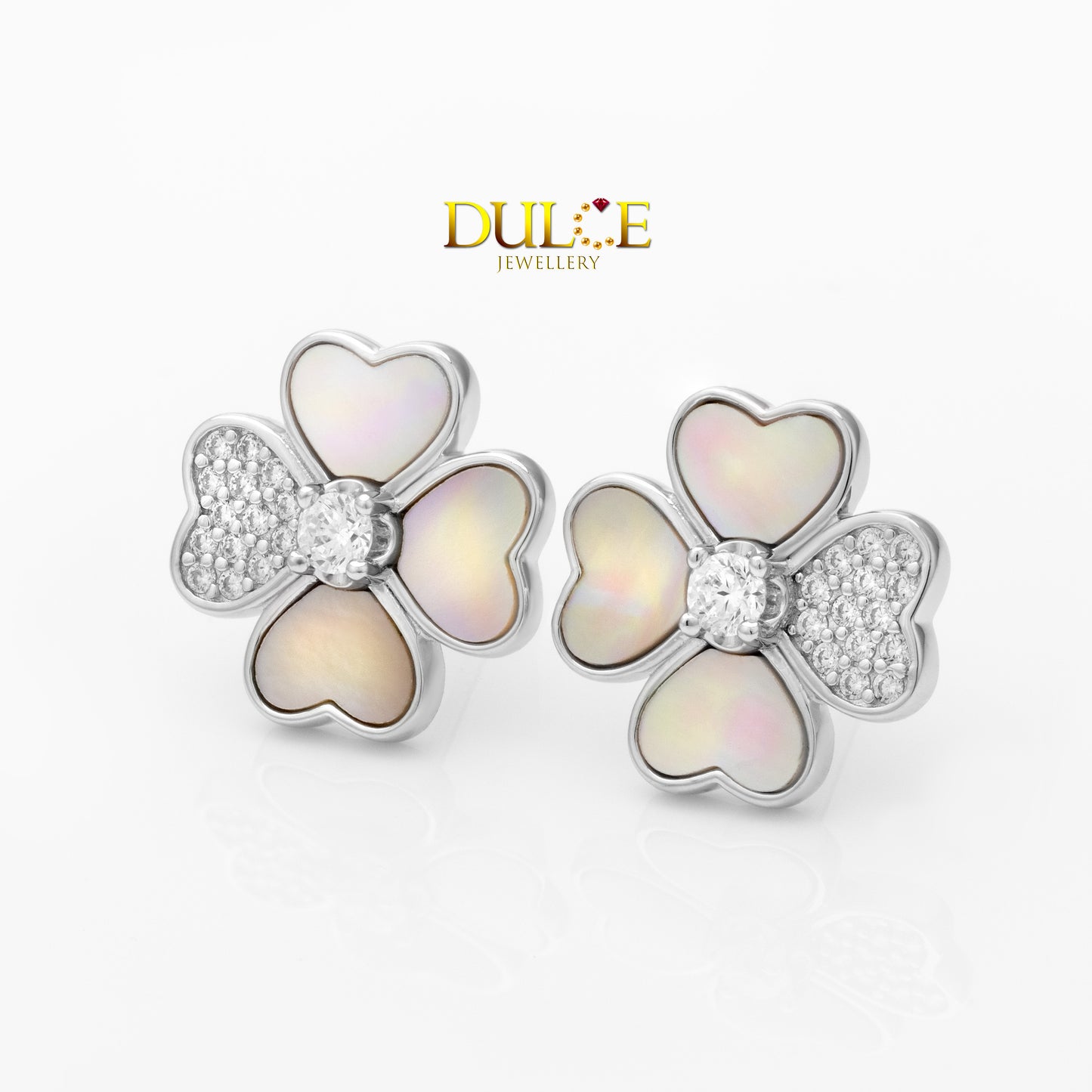 925 Silver MOP & CZ Earrings(14K Gold Post)