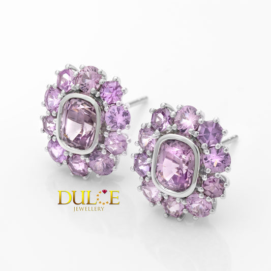 14K Pink Spinel & Pink Sapphire Earrings
