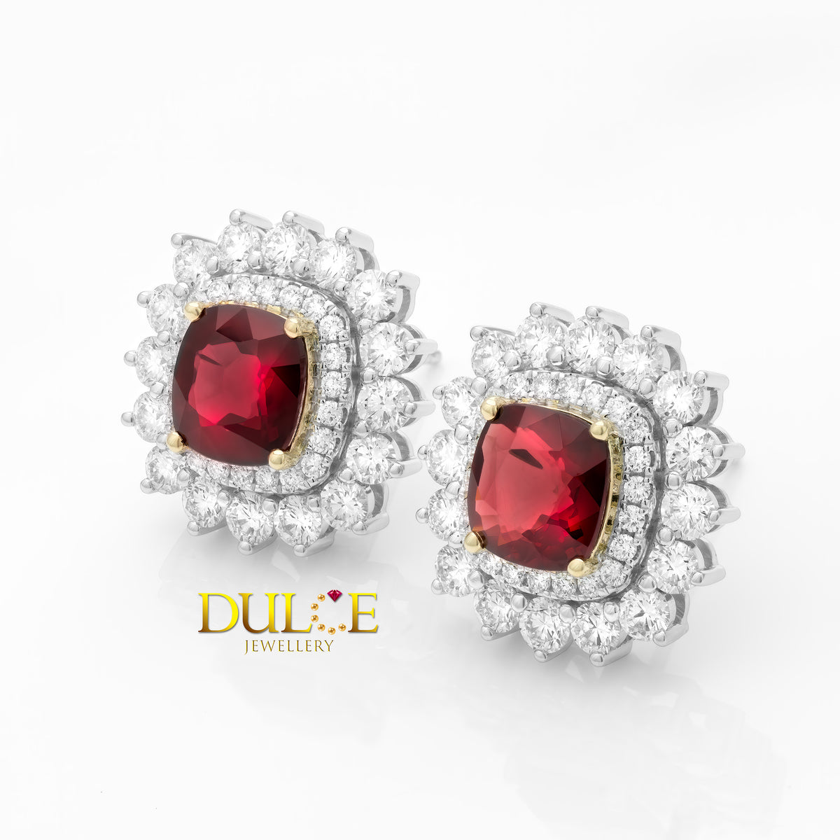 14K Red Spinel Diamond Earrings