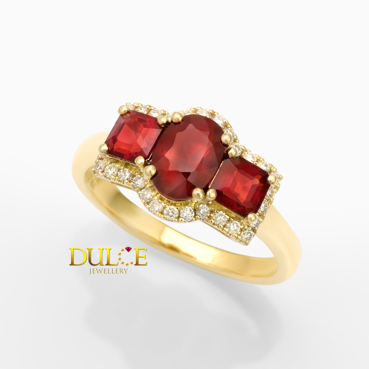 14K Red Spinel & Lab Grown Diamond Ring