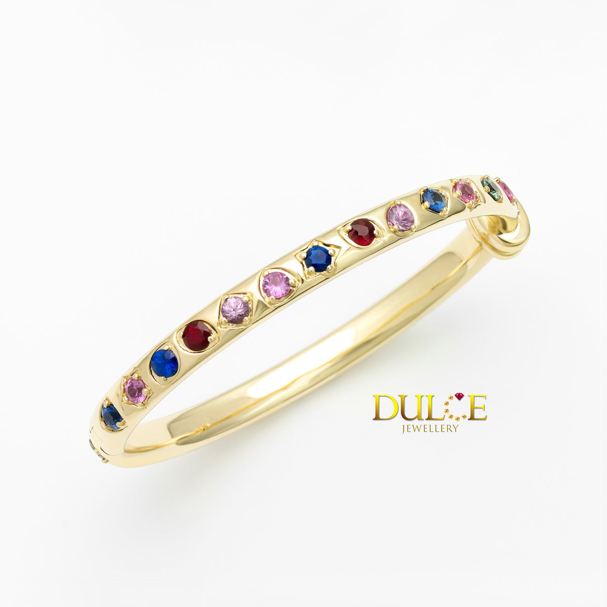 14K Ruby & Sapphire Bangle