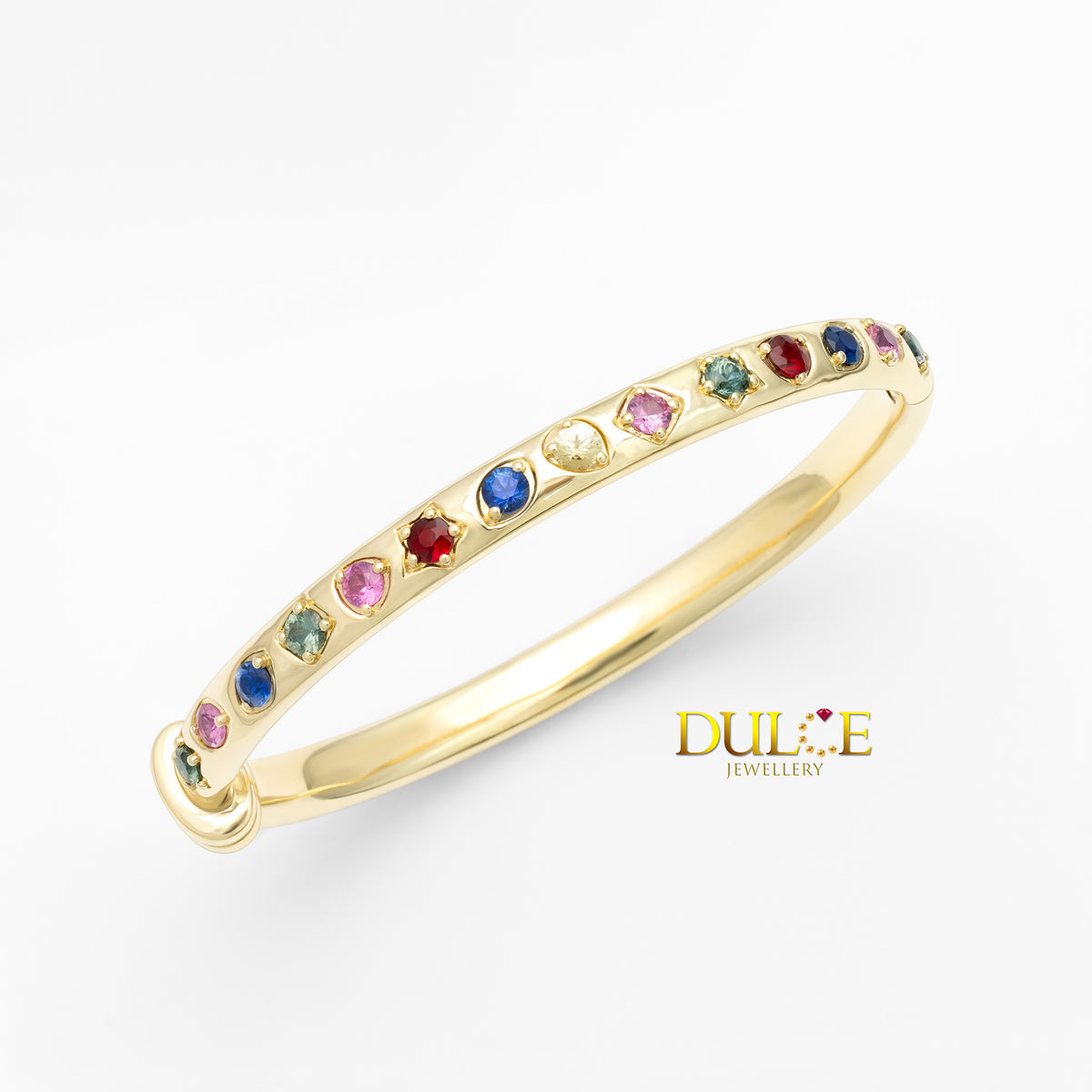 14K Ruby & Sapphire Bangle