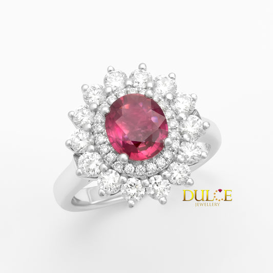 14K No Heat Ruby Diamond Ring/Pendant