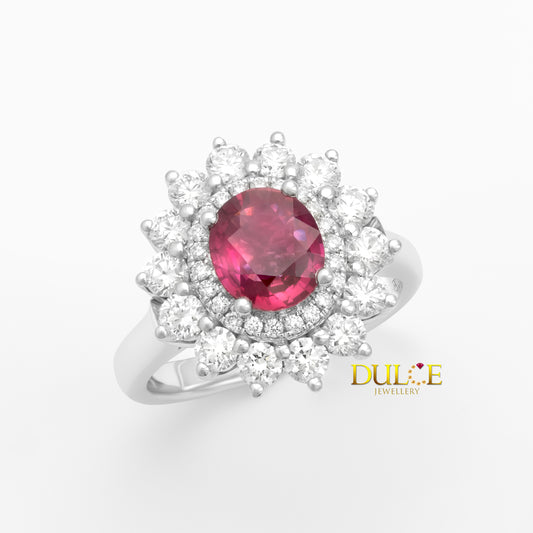 14K No Heat Ruby Diamond Ring/Pendant