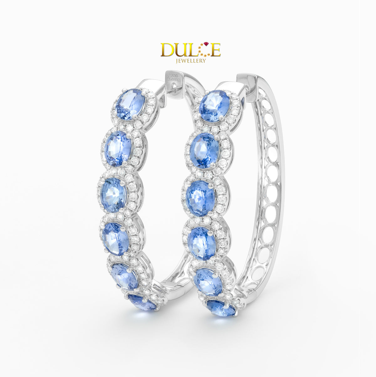 9K Blue Sapphire Lab Grown Diamond Earrings