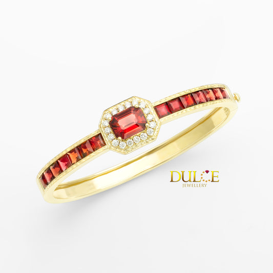 14K Red Spinel Diamond Bangle
