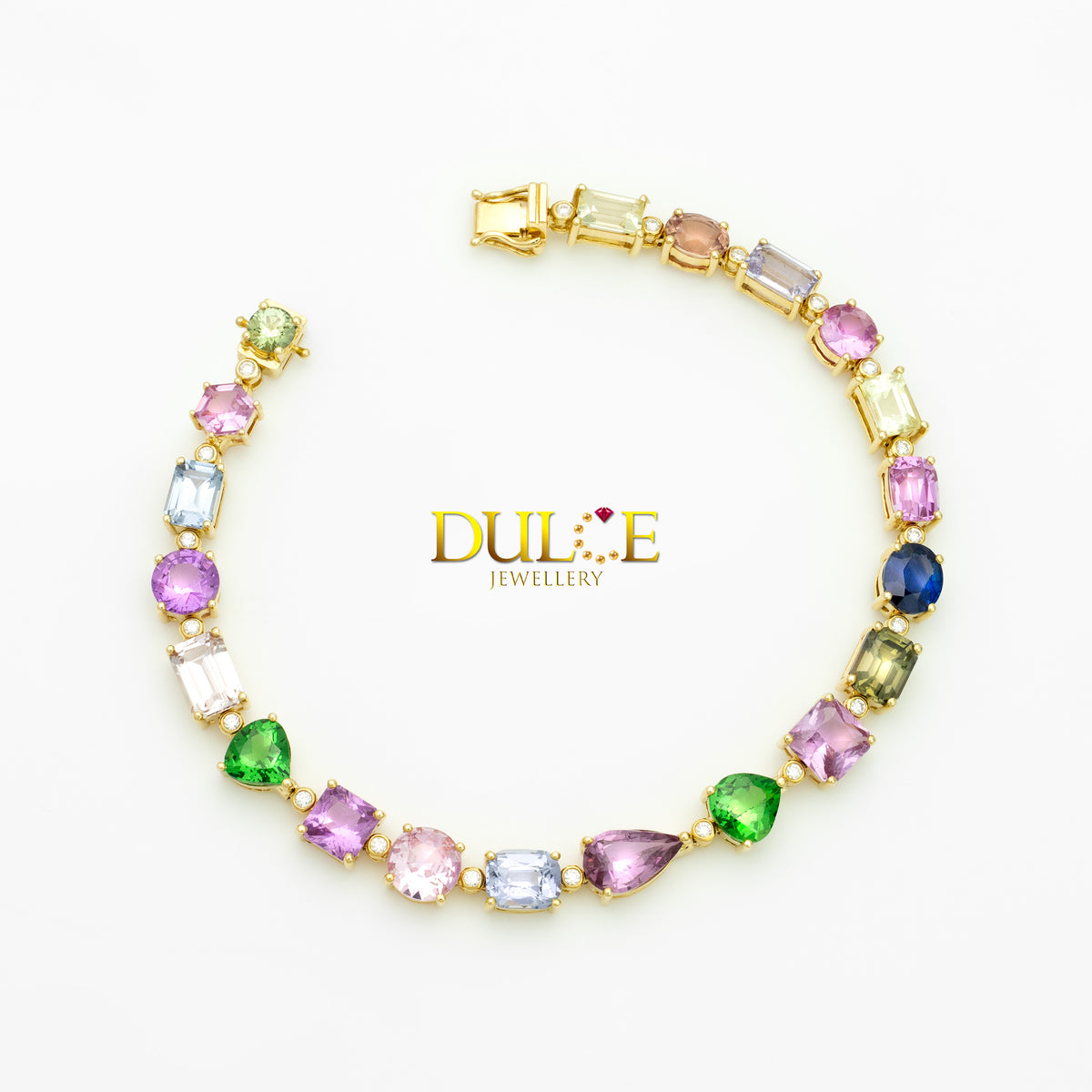 14K Tsavorite & Sapphire Diamond Bracelet