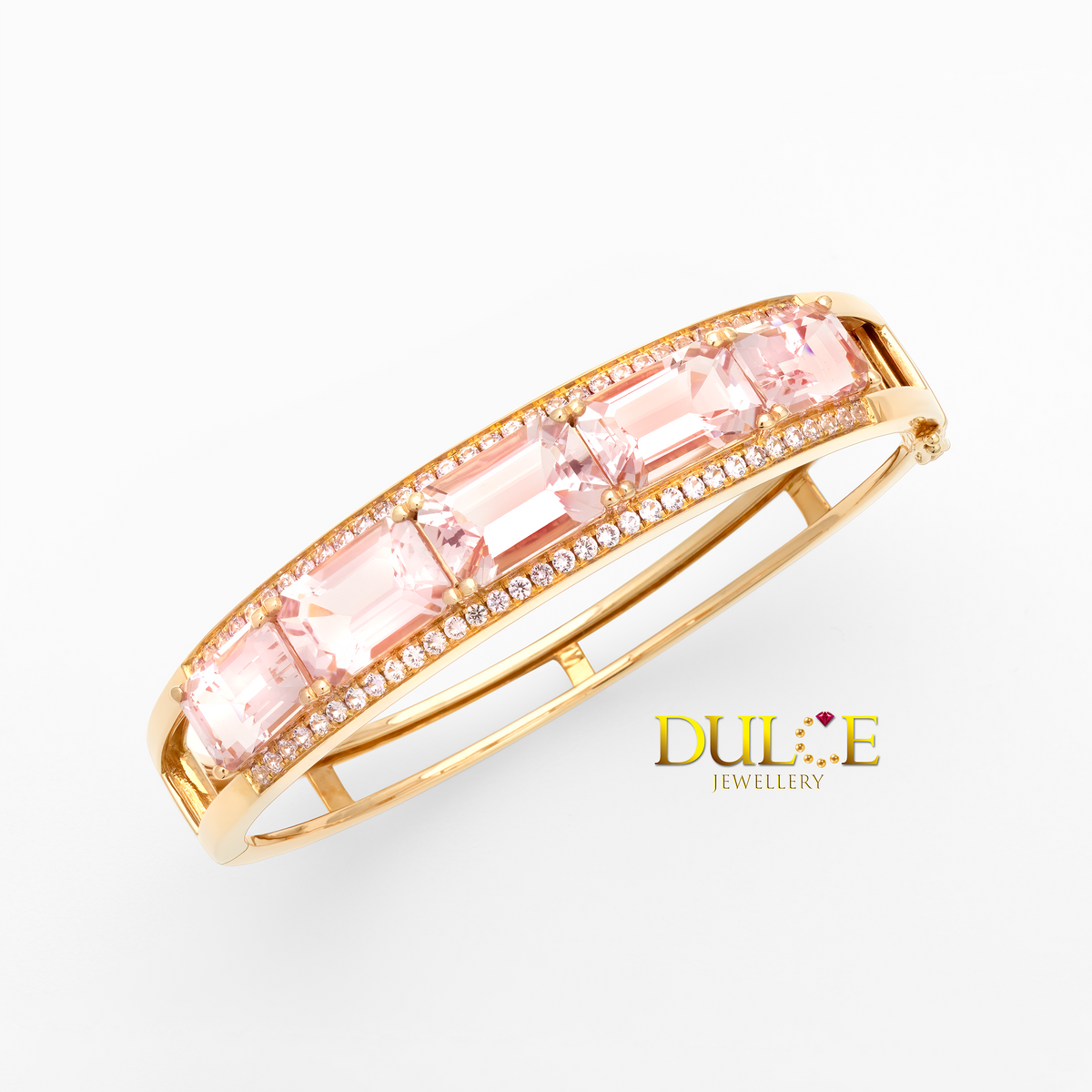 14K Morganite & Pink Sapphire Bangle