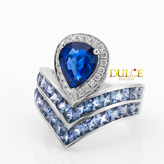 18K Blue Sapphire & Blue Spinel Diamond Ring