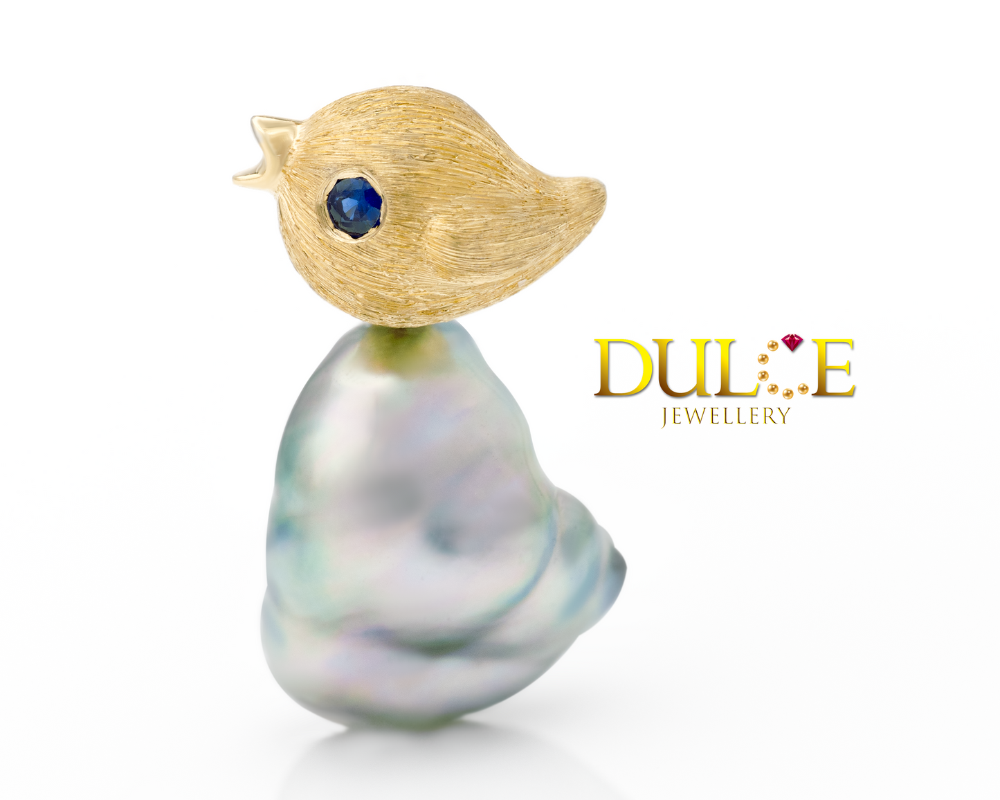 18K Gold Tahitian Keshi Pearl & Sapphire Pendant