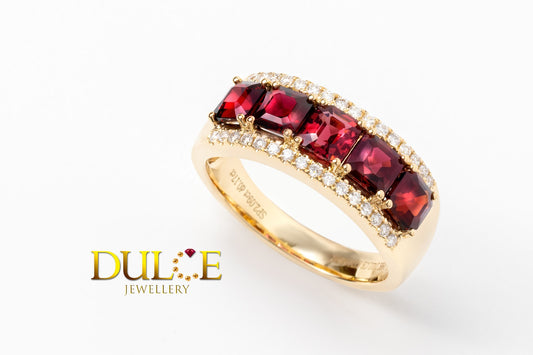 18K Gold Red Spinel Diamond Ring