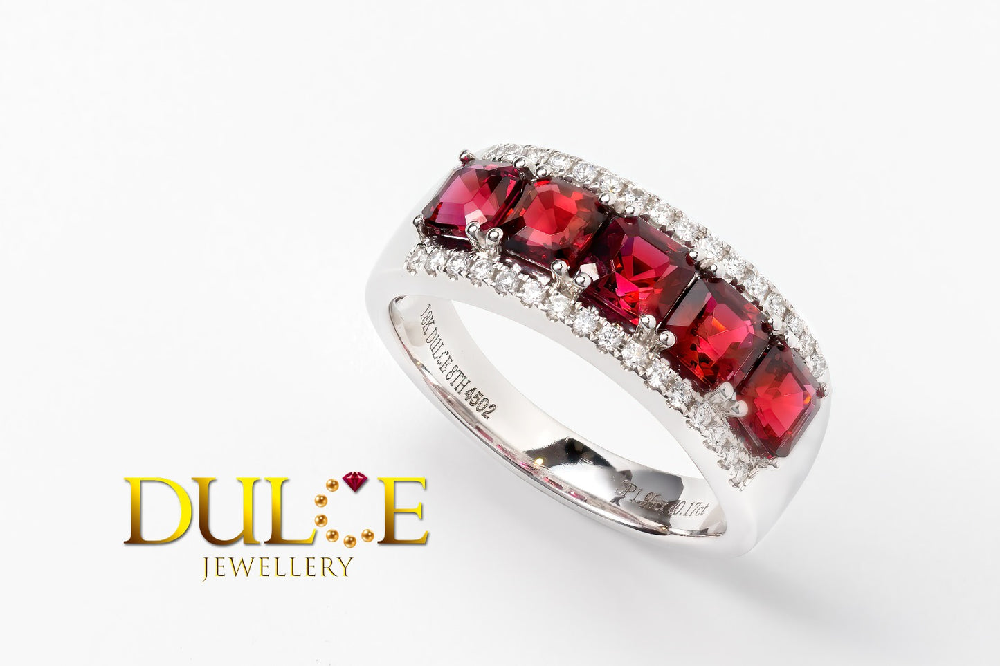 18K White Gold Red Spinel Diamond Ring (GRSP4501)