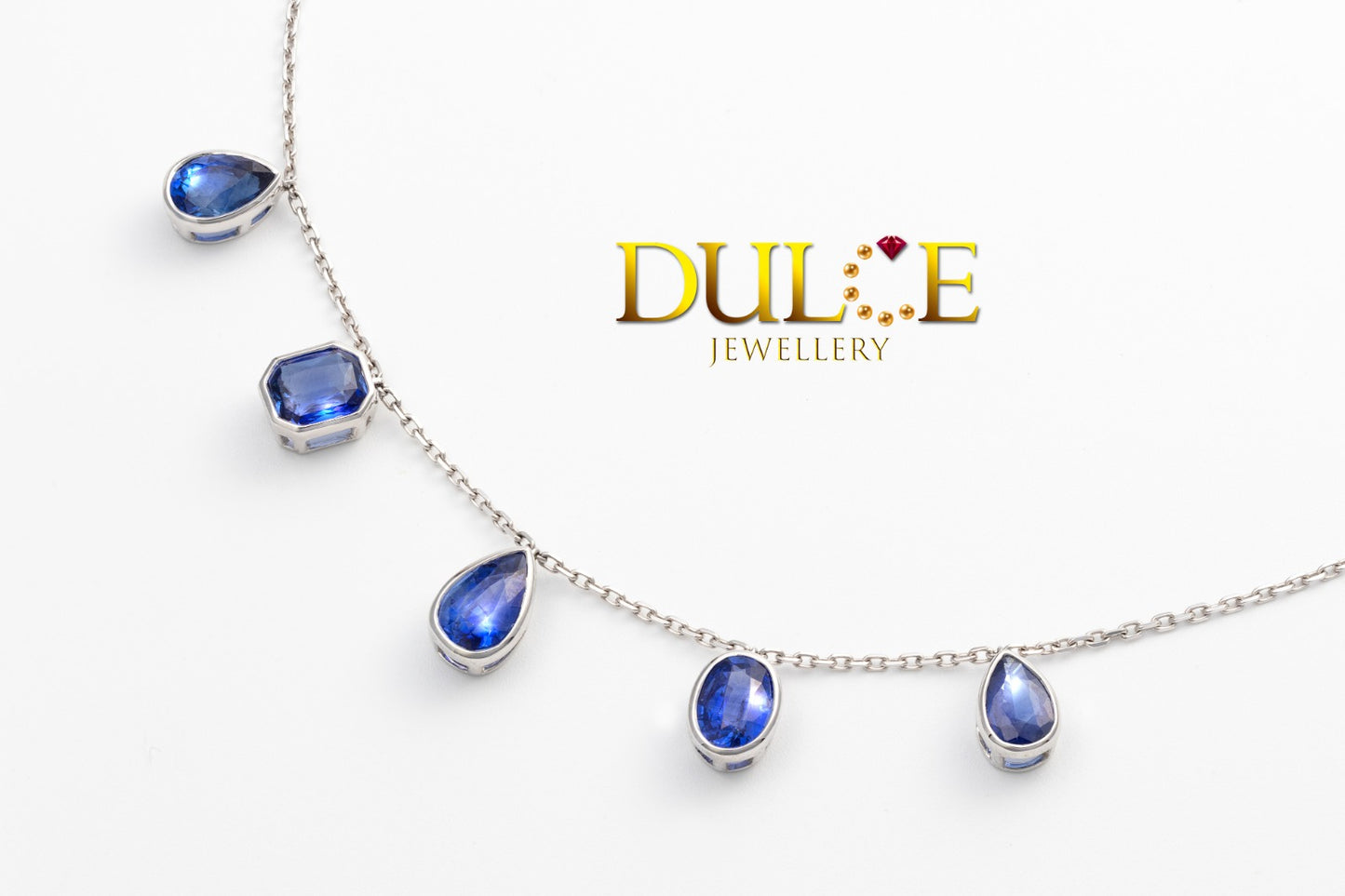 18K Gold Blue Sapphire Necklace (GNBS3467)
