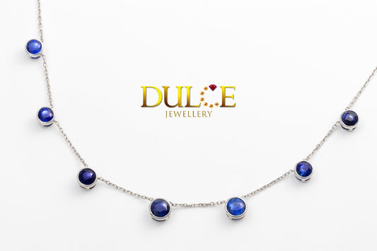 18K Gold Blue Sapphire Necklace (GNBS3613)