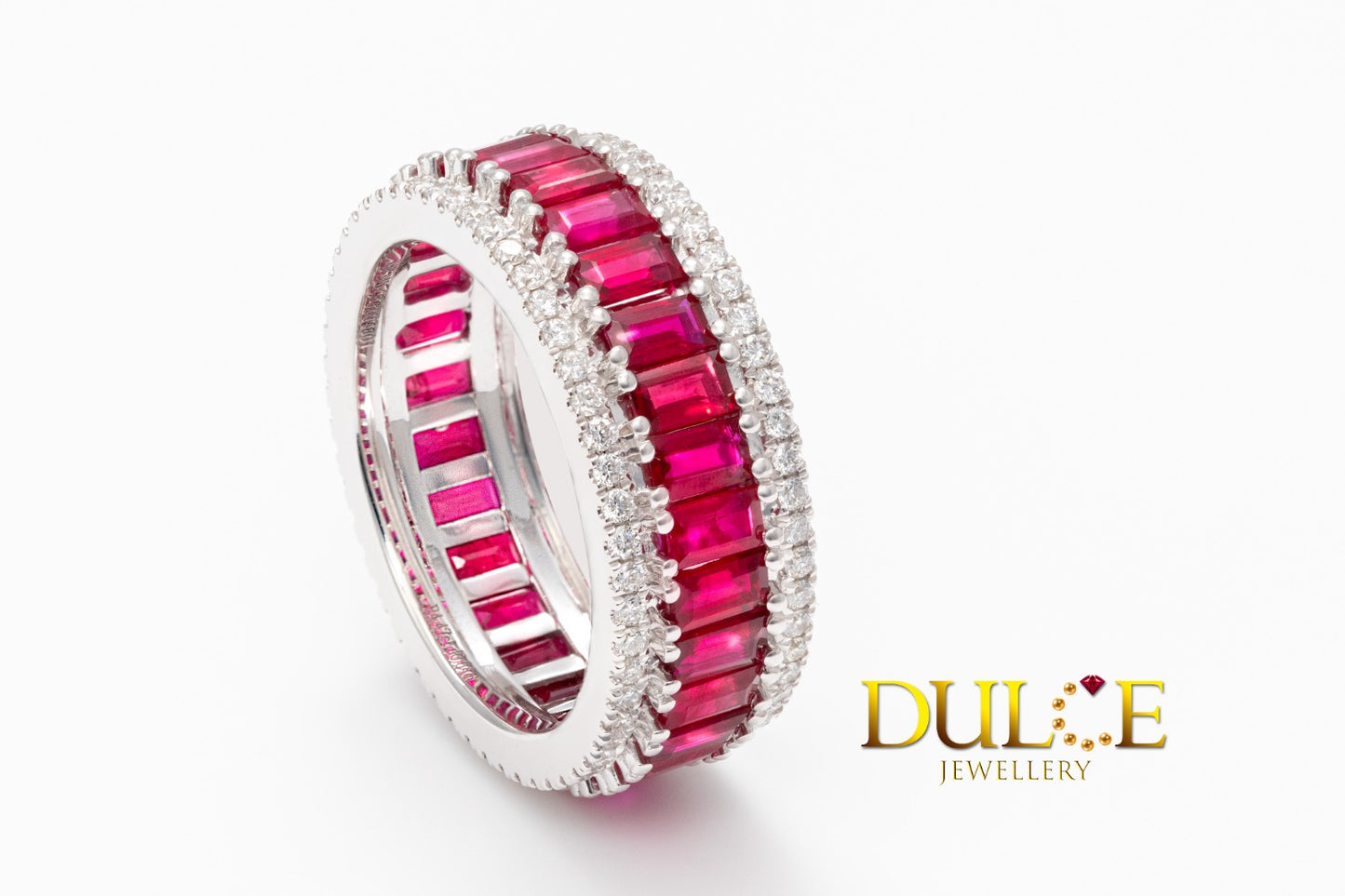 18K White Gold Ruby Diamond Eternity Ring