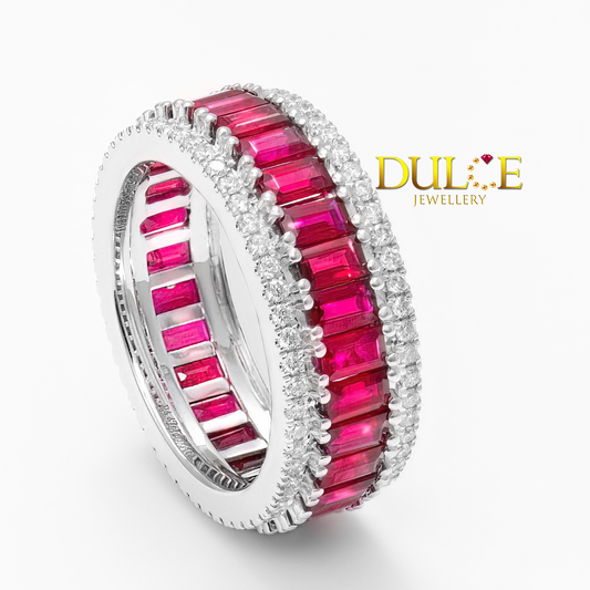 18K White Gold Ruby Diamond Eternity Ring