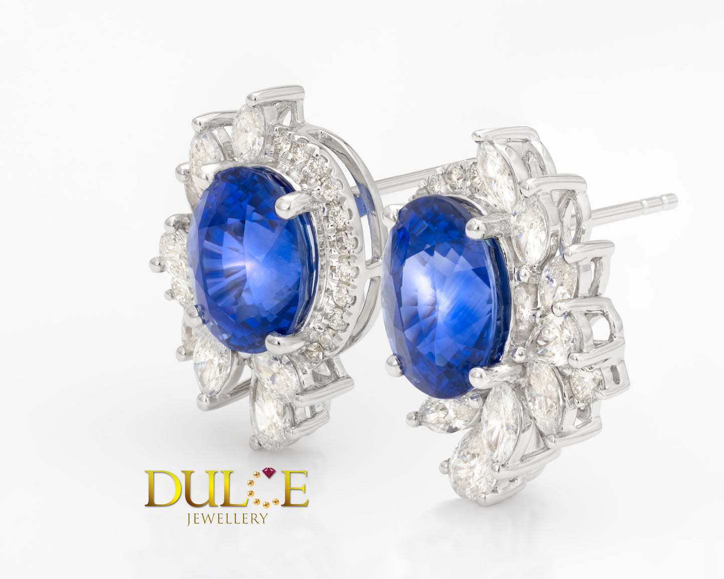 18K Electric Blue Sapphire Diamond Earrings
