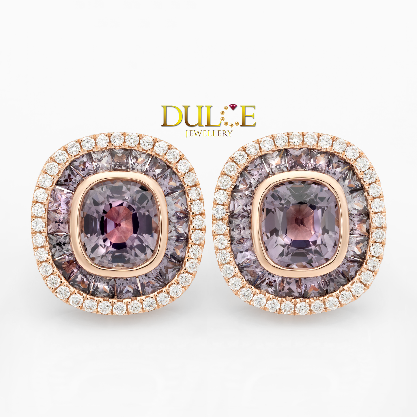 18K 金尖晶石與鑽石耳環