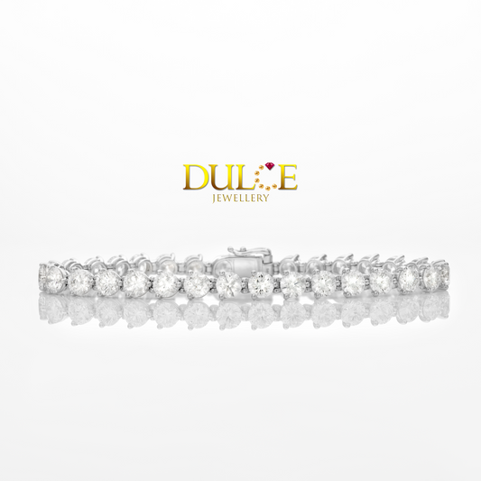 Diamond bracelet with 'Dulie Jewellery' logo on a white background