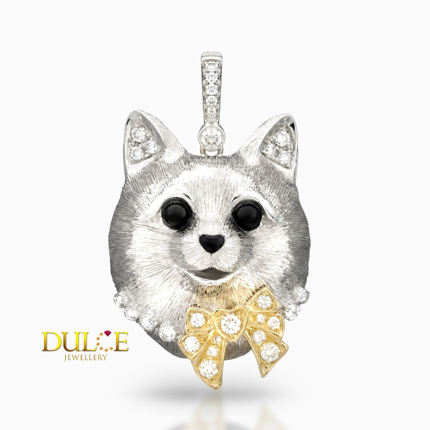 18K Gold Diamond Puppy Pendant
