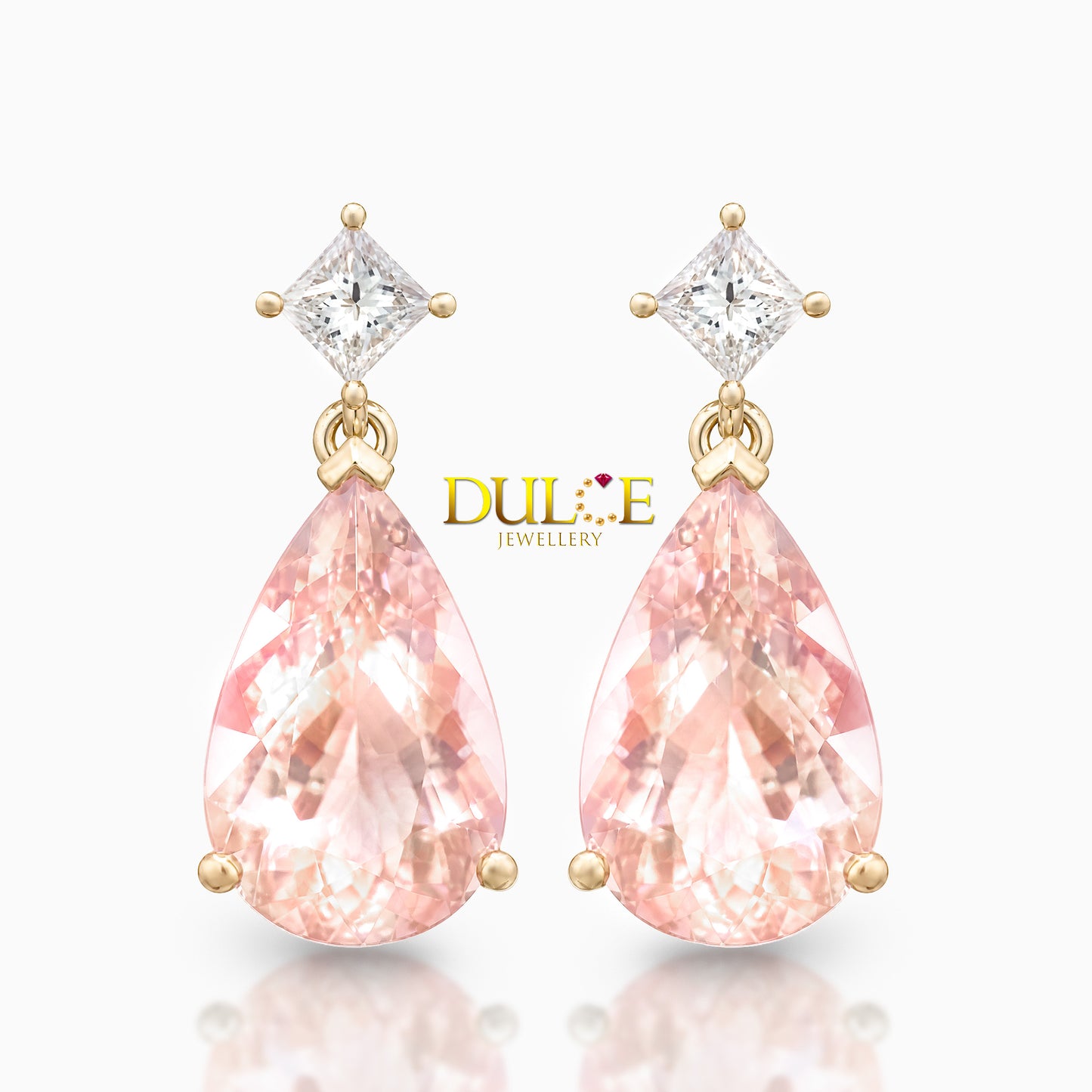 14K Morganite Diamond Earrings