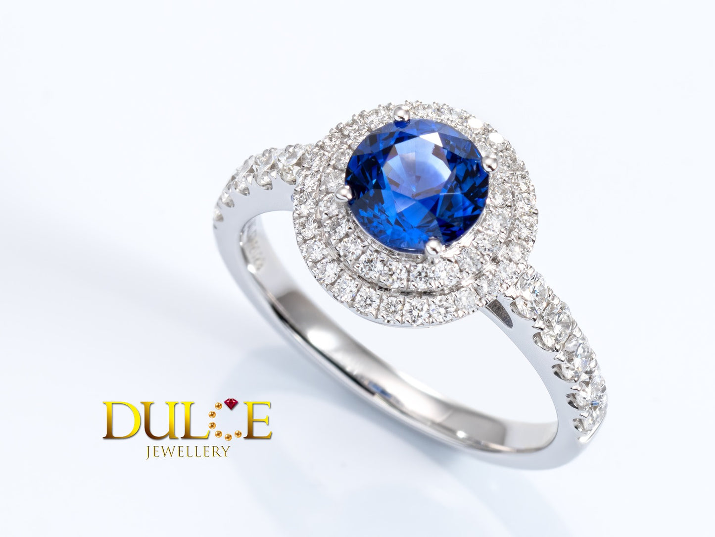 18K Gold Natural Blue Sapphire Diamond Ring (GRBS&D2030)