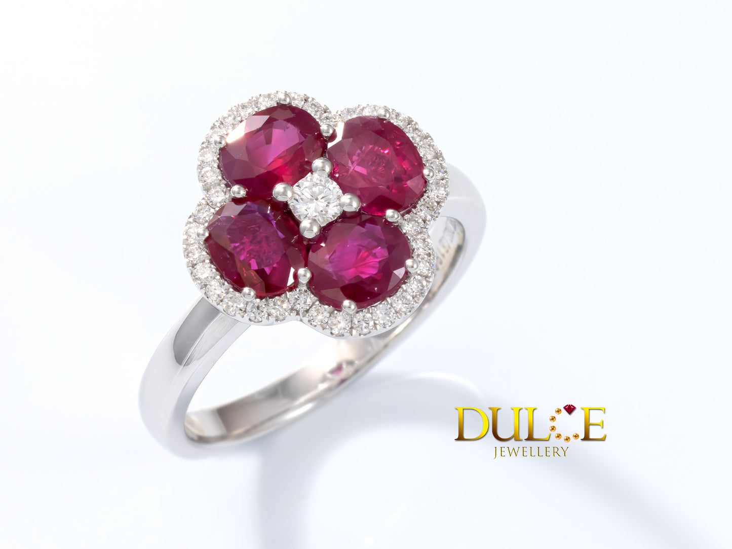 18K White Gold Ruby (Burma) Diamond Ring
