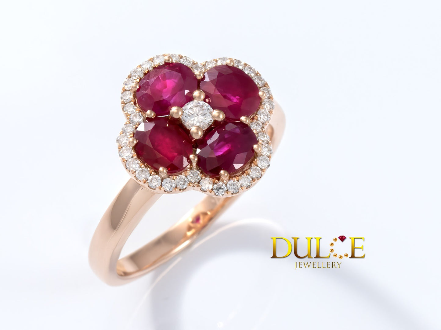 18K Rose Gold Ruby (Burma) Diamond Ring