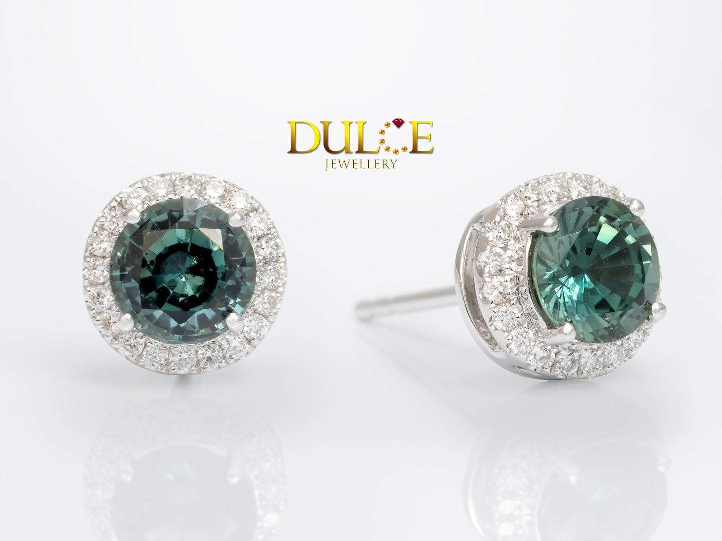 18K Green Sapphire & Diamond  Earrings