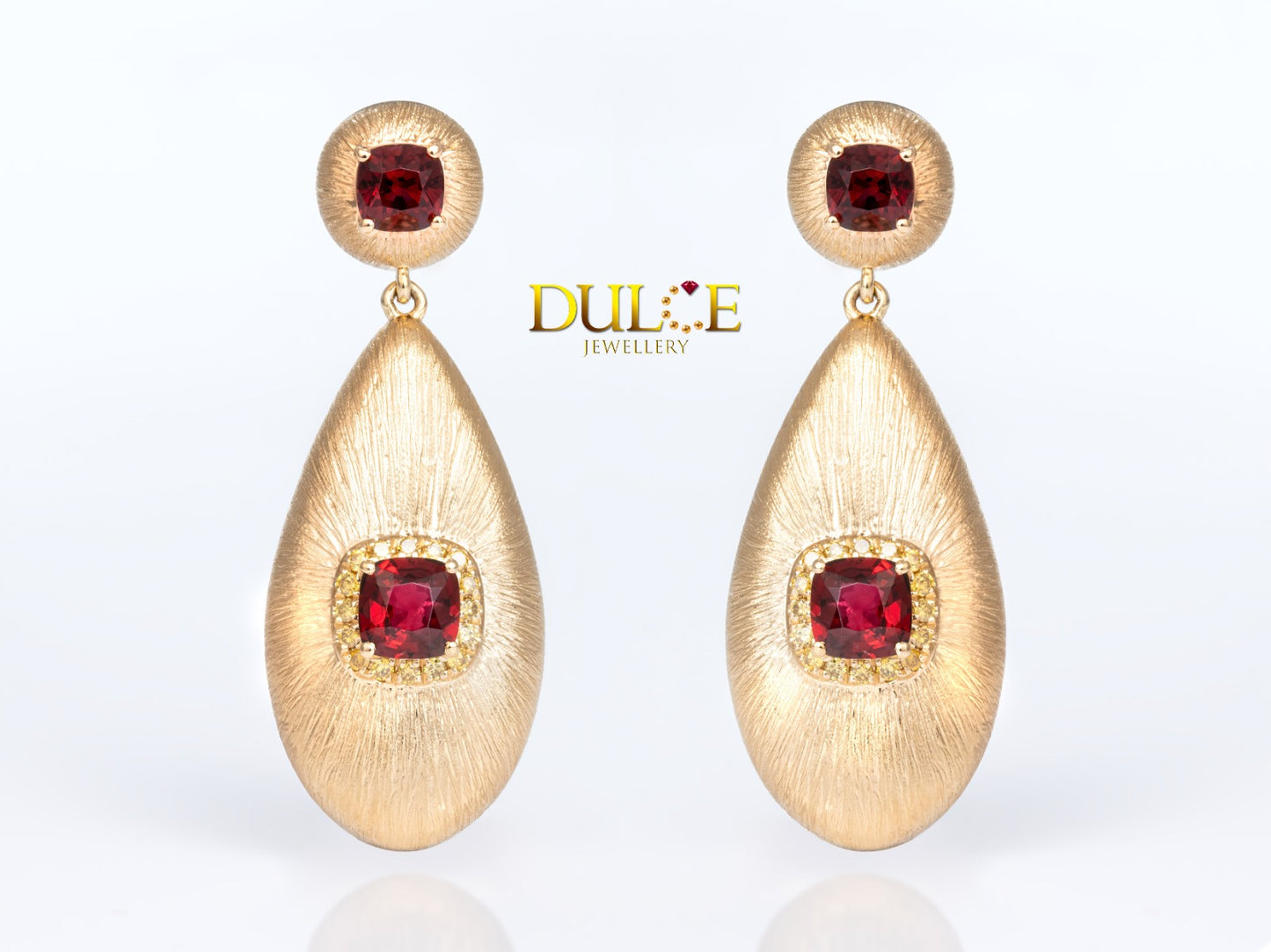 18K Gold Red Spinel Yellow Diamond Earrings (GERSPINEL2732)